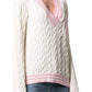 Wool-Blend Cable Knit Sweater With Patch Balmain