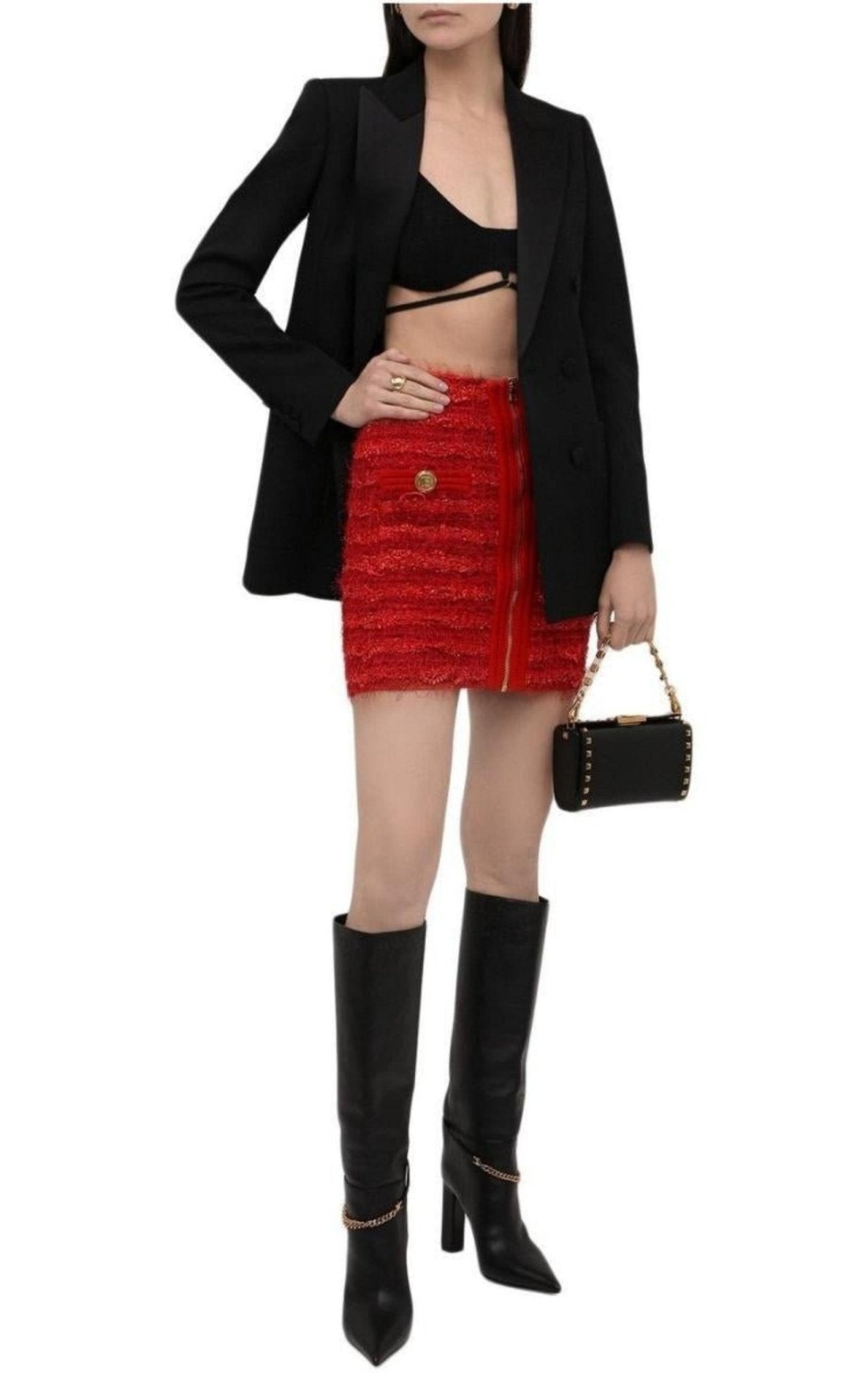 Balmain Zipped Tweed Mini Skirt - Runway Catalog