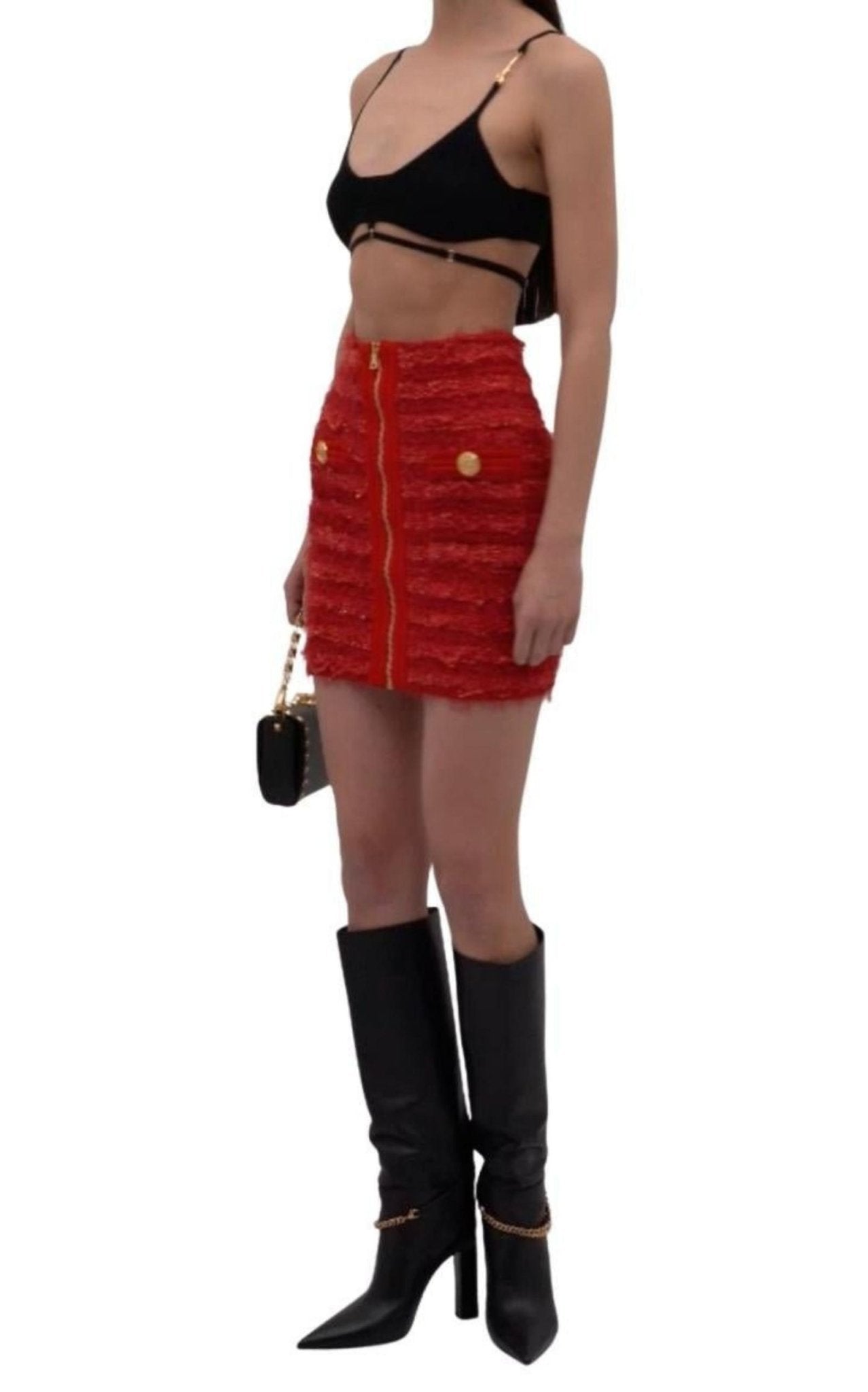 Balmain Zipped Tweed Mini Skirt - Runway Catalog