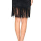 Black Leather Fringe Skirt Barbara Bui