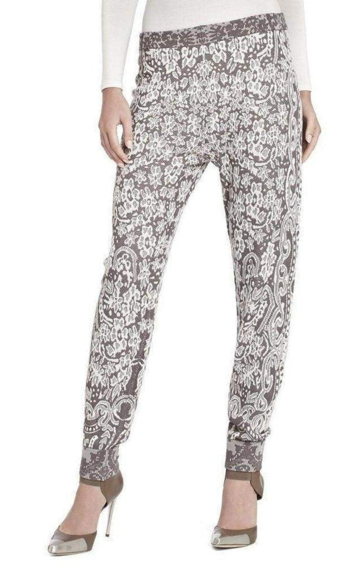 BCBGMAXAZRIA Alder Relief Jacquard Lace Silk Blend Sweat pant - Runway Catalog