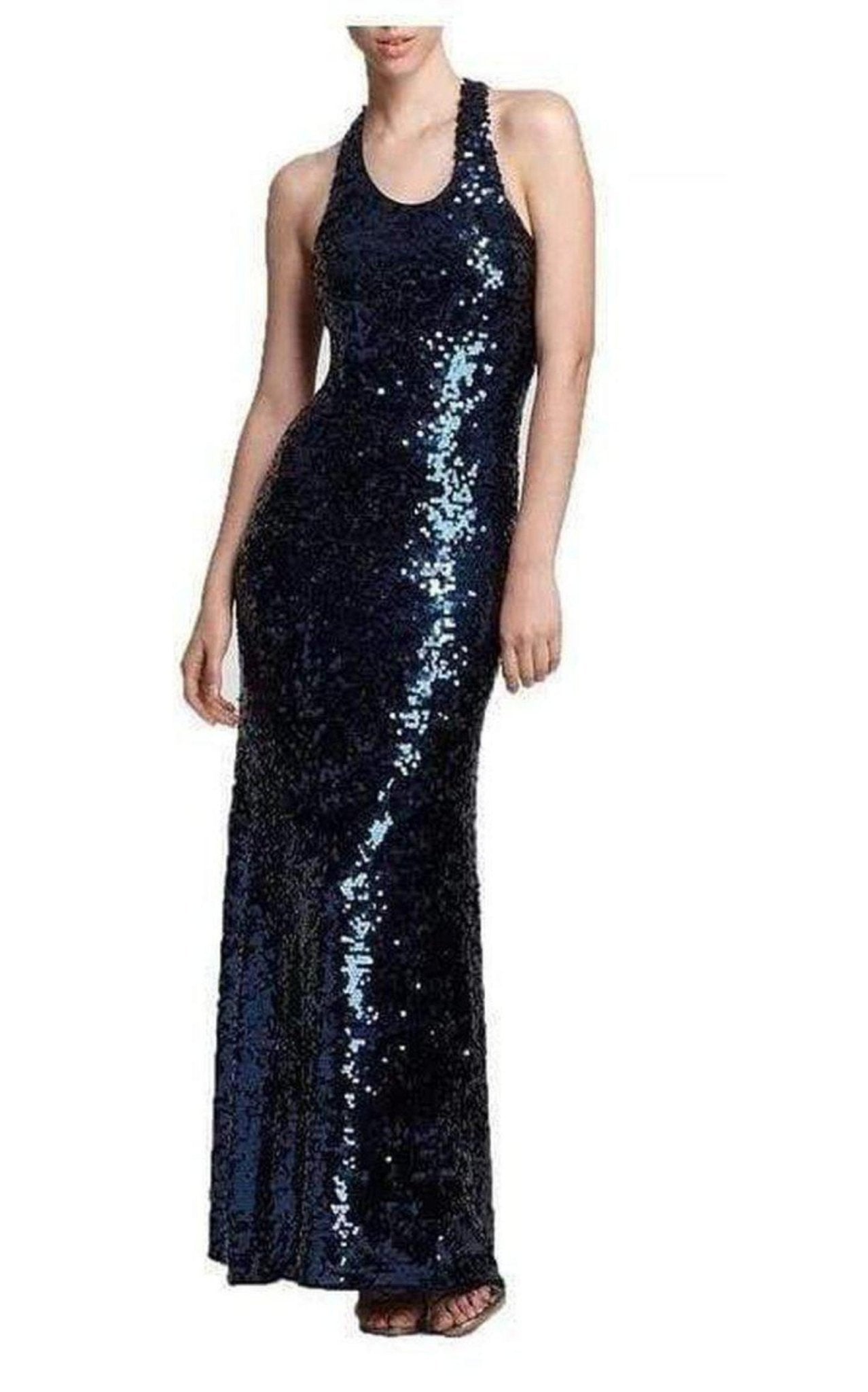 BCBGMAXAZRIA Allure Blue Sequined Maxi Dress - Runway Catalog