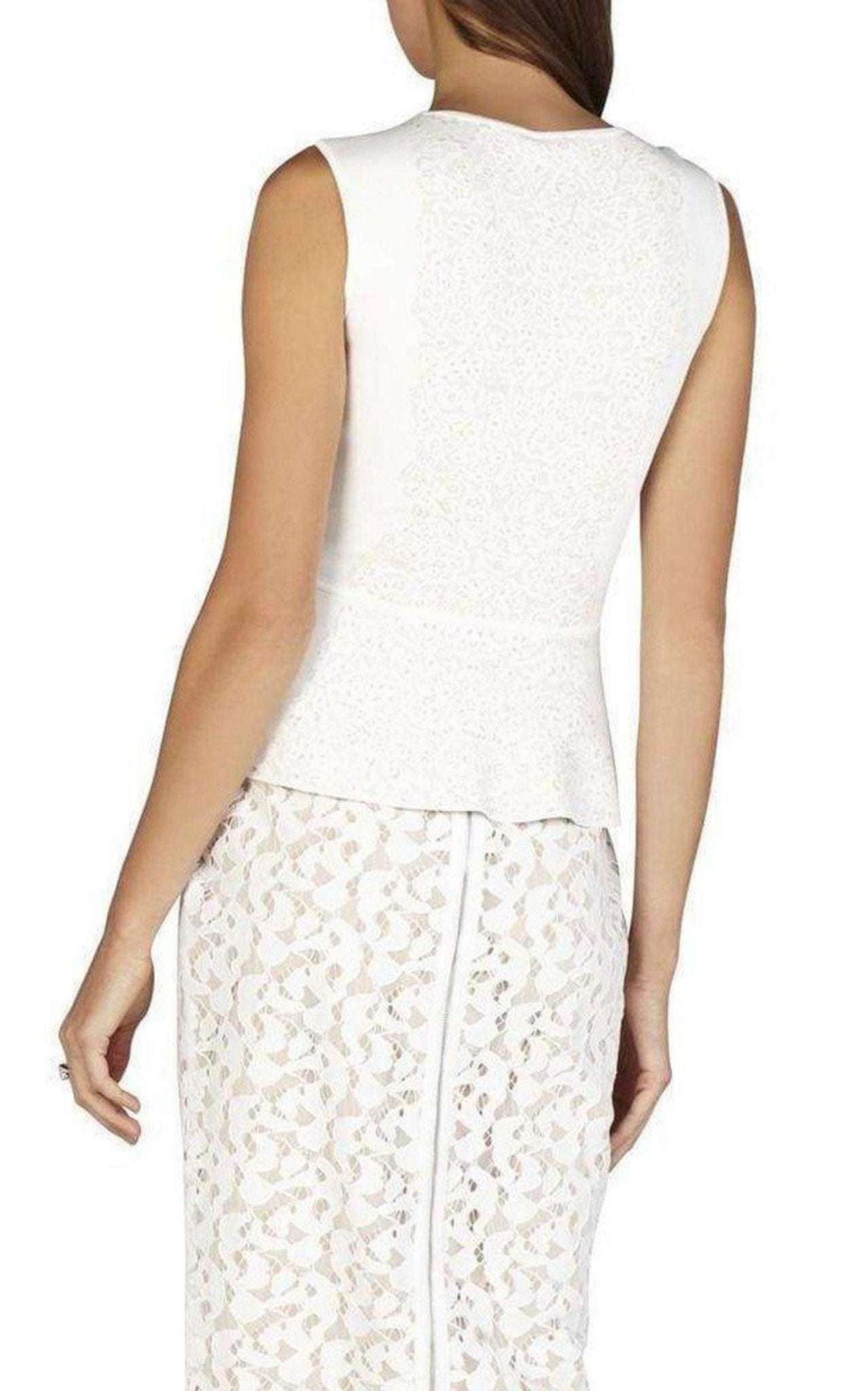 BCBGMAXAZRIA Alonya Pointelle Jacquard Peplum Pullover - Runway Catalog