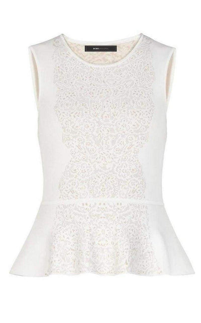 BCBGMAXAZRIA Alonya Pointelle Jacquard Peplum Pullover - Runway Catalog