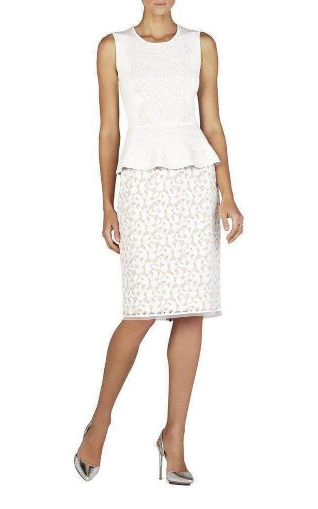 BCBGMAXAZRIA Alonya Pointelle Jacquard Peplum Pullover - Runway Catalog