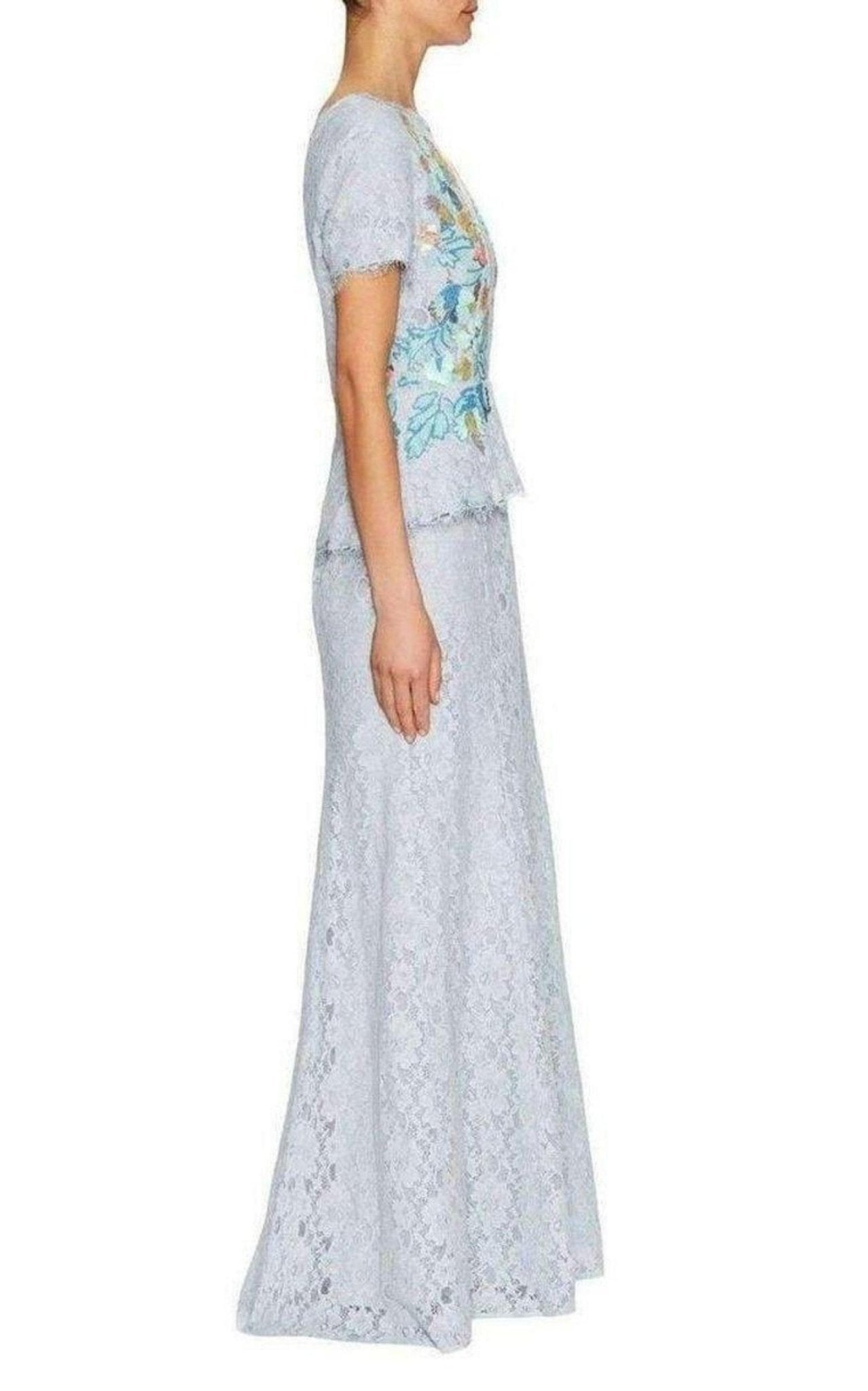 BCBGMAXAZRIA Anaya Lace Peplum Sequin Detail Gown - Runway Catalog