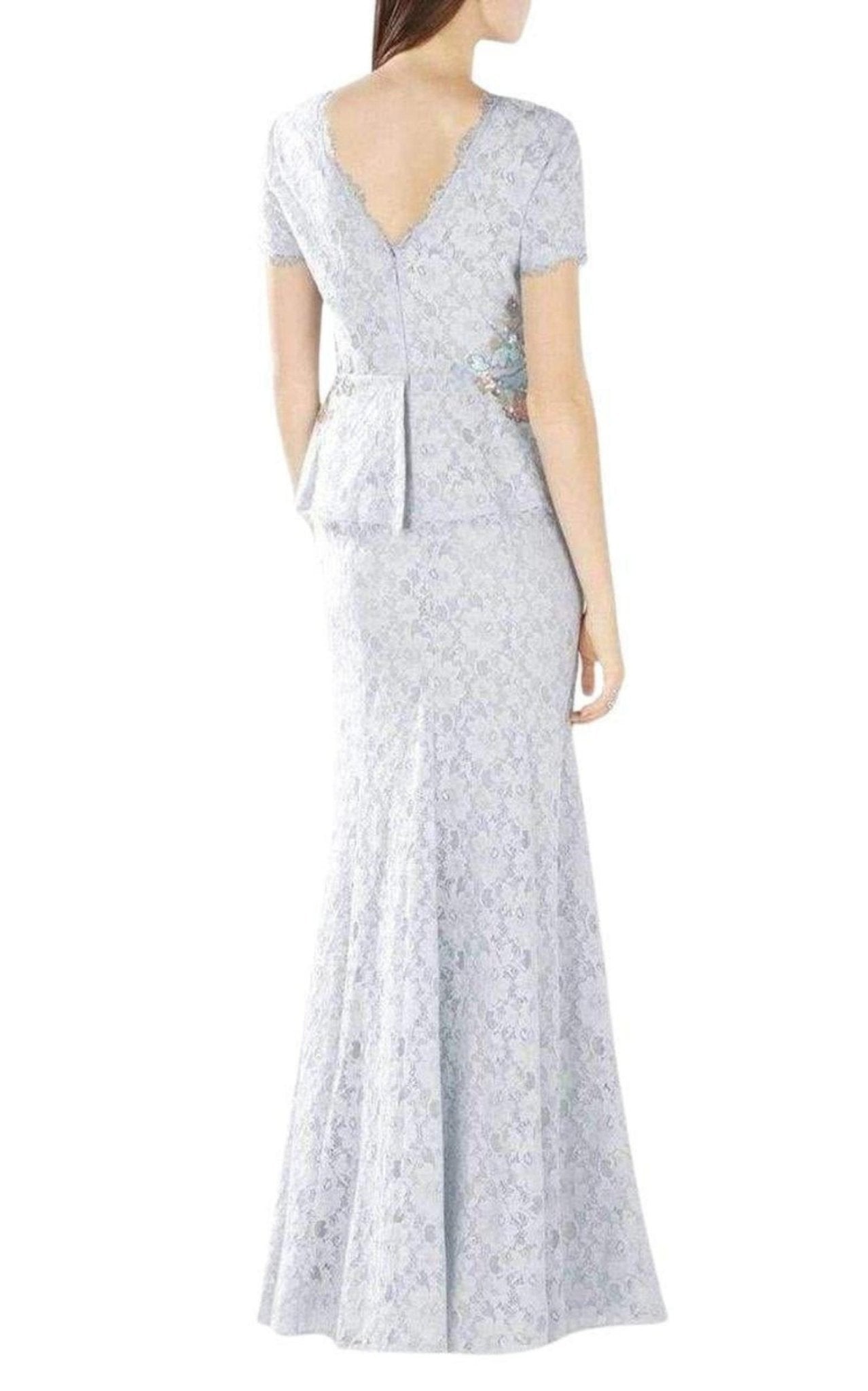 BCBGMAXAZRIA Anaya Lace Peplum Sequin Detail Gown - Runway Catalog