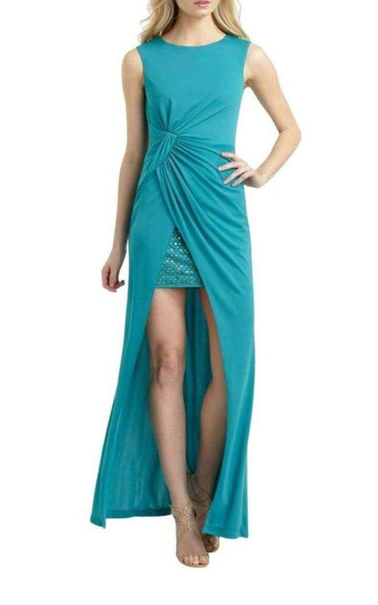 Ariel Draped Long Stud Detail Gown BCBGMAXAZRIA