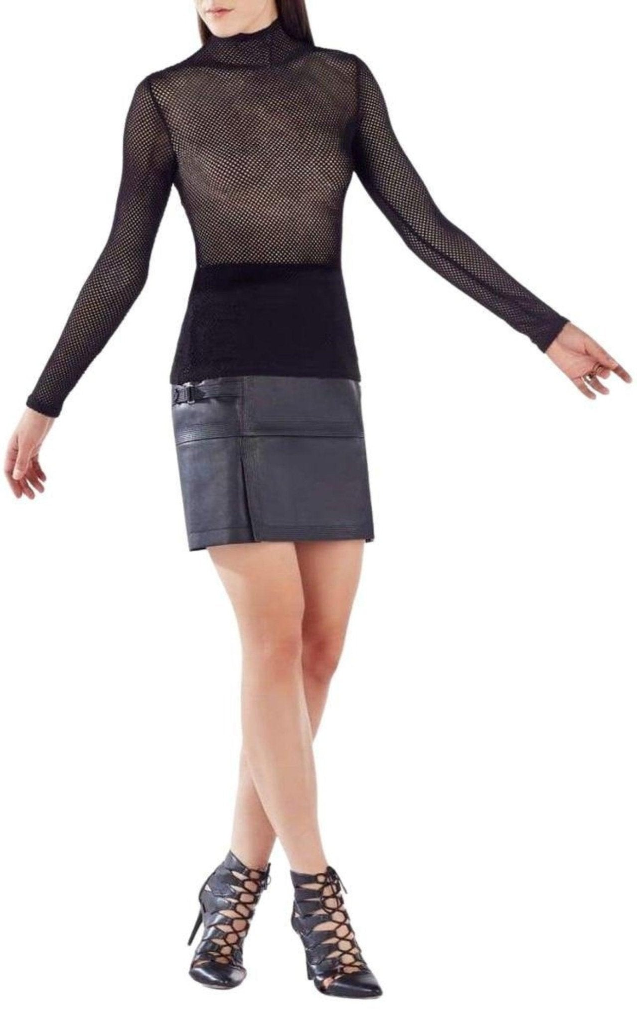 BCBGMAXAZRIA Ashlynd Mesh Turtleneck Top - Runway Catalog