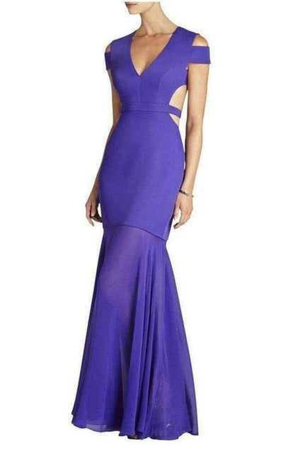 BCBGMAXAZRIA Ava Cut Out Persian Blue Full Length Formal Dress - Runway Catalog