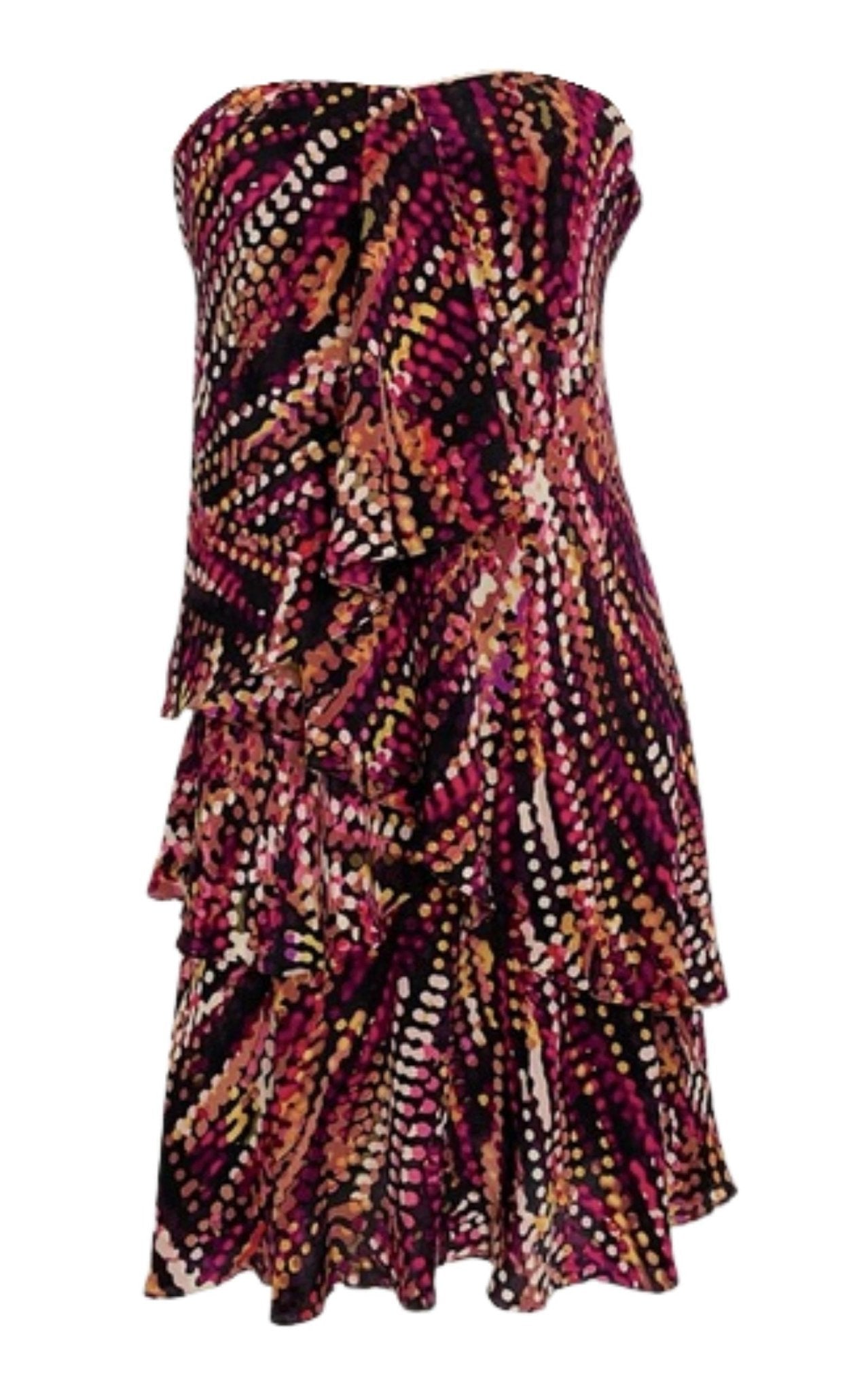 BCBGMAXAZRIA Azalea Tiered Ruffle Silk Dress - Runway Catalog