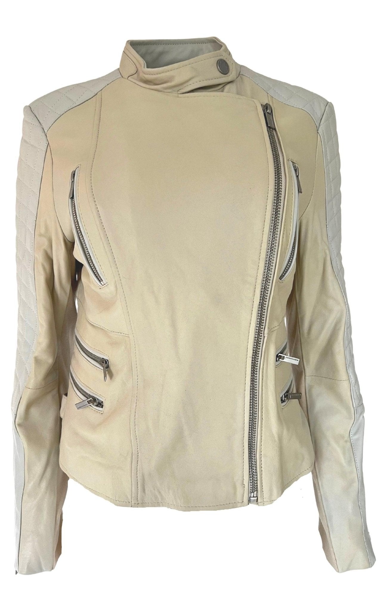 BCBGMAXAZRIA Biker Two Tone Leather Jacket - Runway Catalog