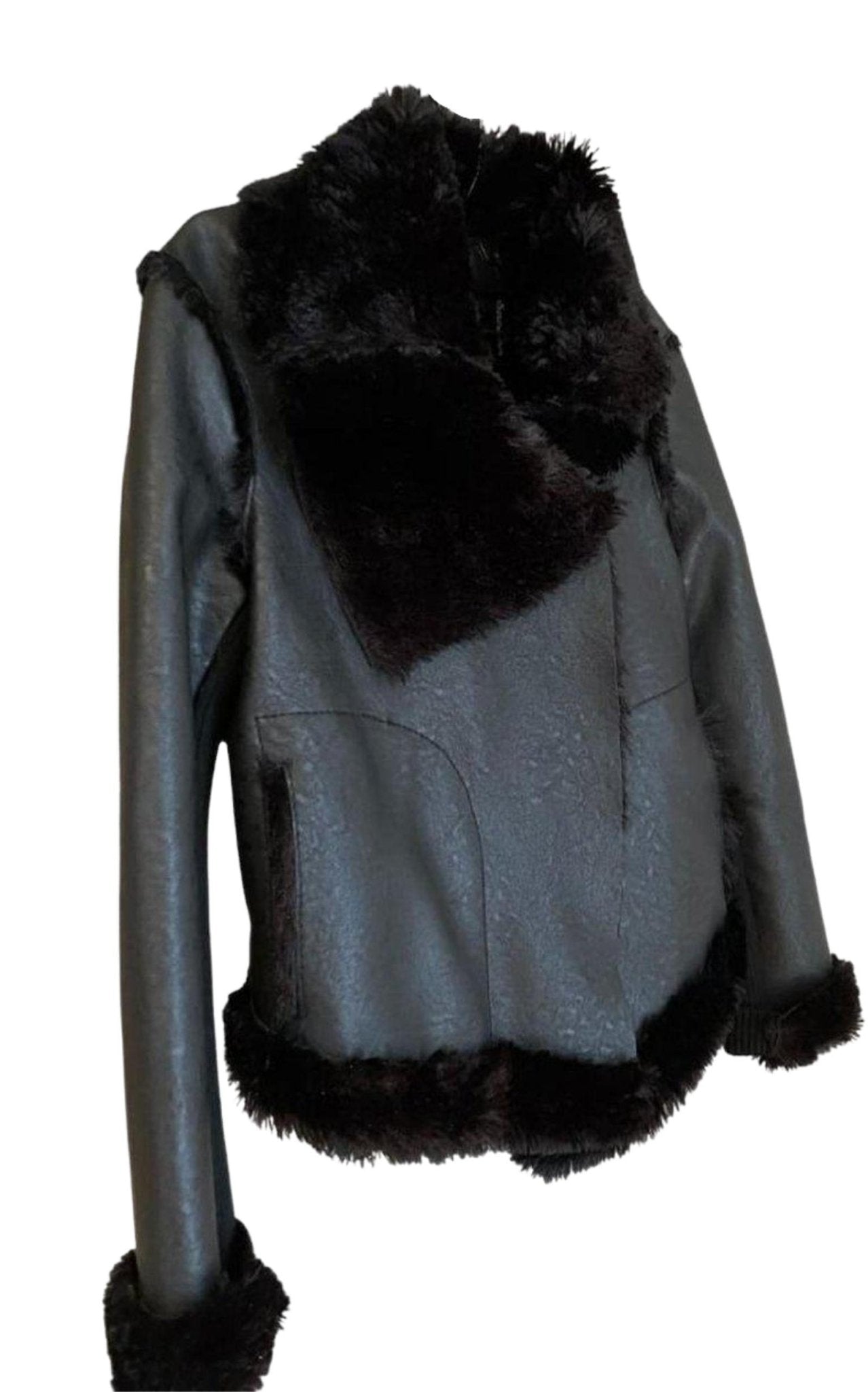 BCBGMAXAZRIA Black Faux Leather Jacket - Runway Catalog