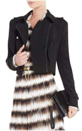 Black Fay Ruffled Military Jacket BCBGMAXAZRIA