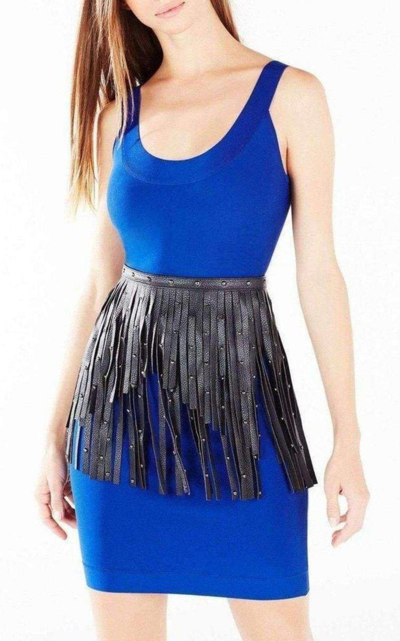 BCBGMAXAZRIA Black Fringe Studded Belt - Runway Catalog