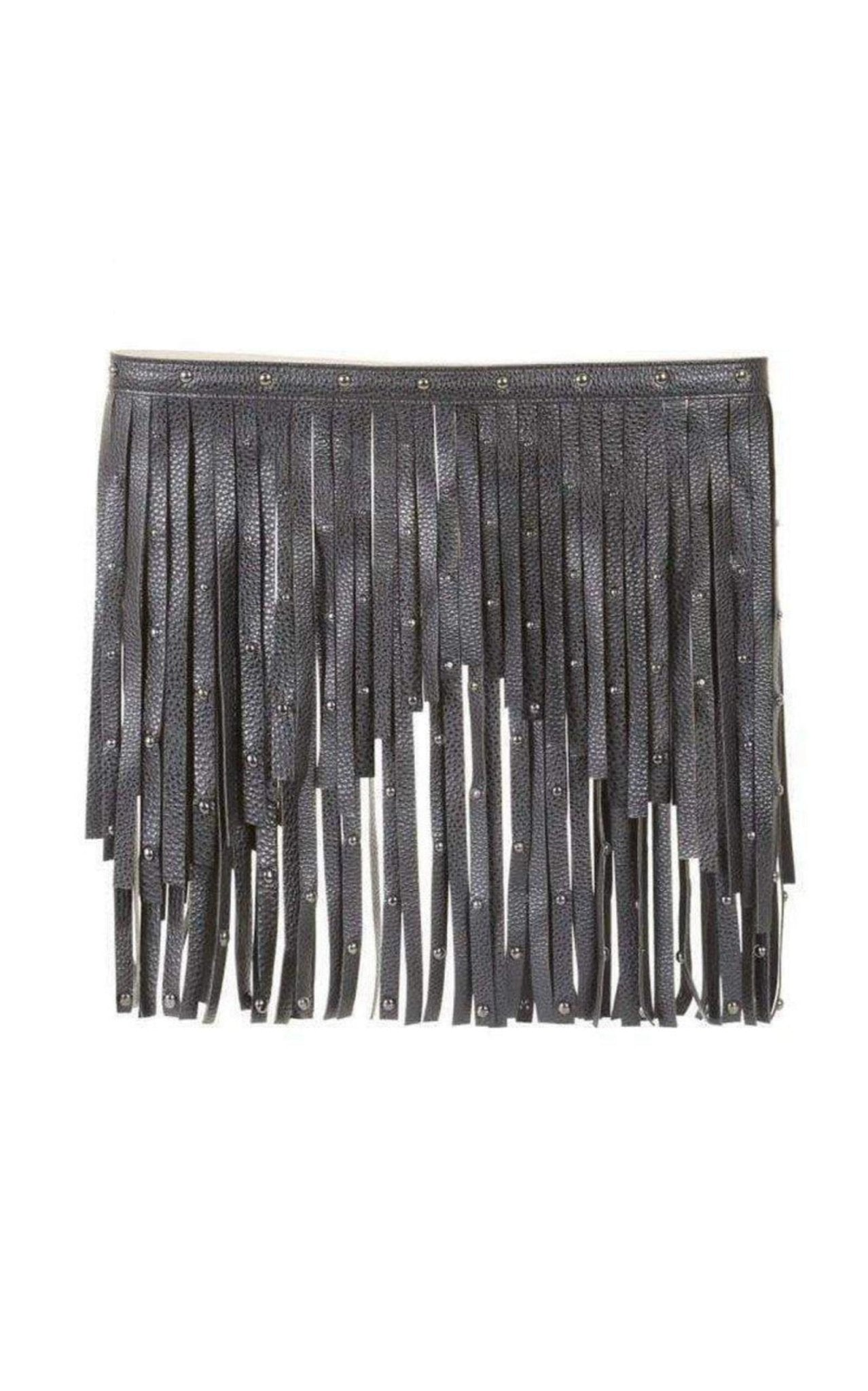 BCBGMAXAZRIA Black Fringe Studded Belt - Runway Catalog