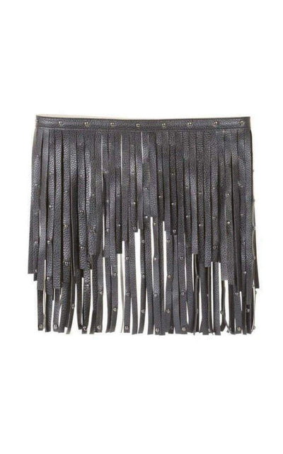 BCBGMAXAZRIA Black Fringe Studded Belt - Runway Catalog