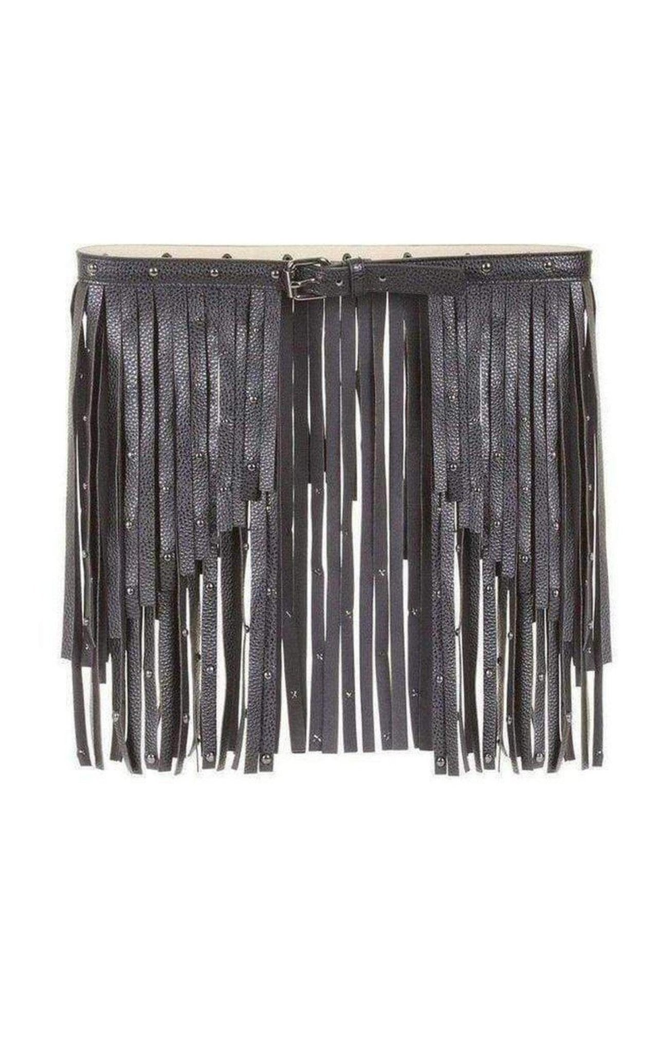 BCBGMAXAZRIA Black Fringe Studded Belt - Runway Catalog
