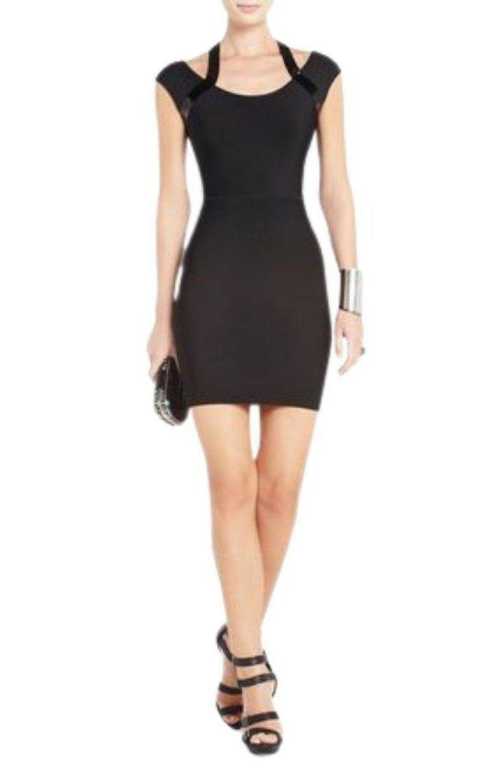 Black Karella Sequined Cocktail Dress BCBGMAXAZRIA