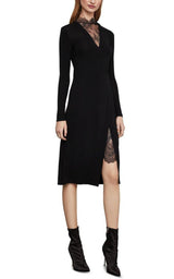 Black Lace-Trim Midi Dress BCBGMAXAZRIA