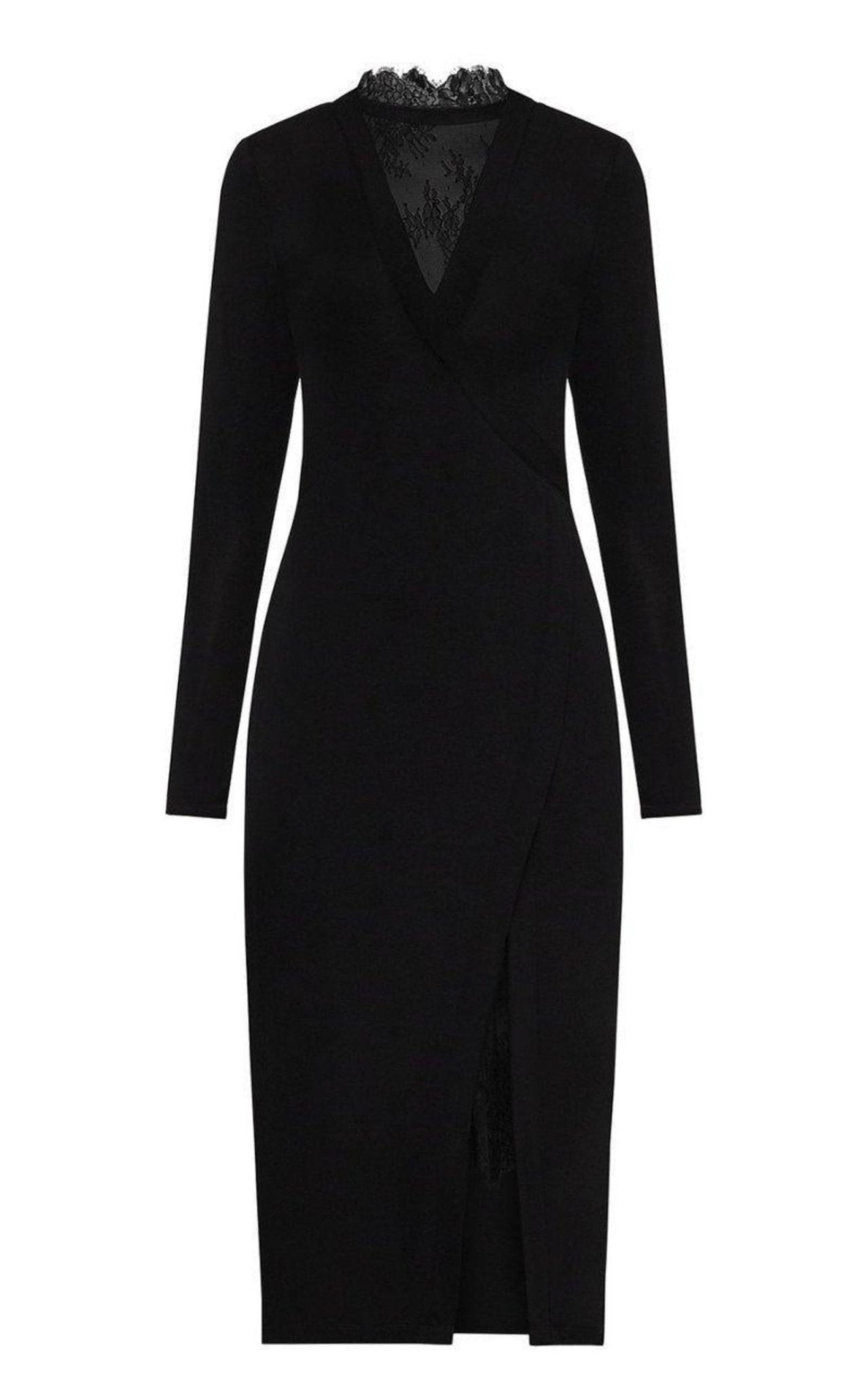 BCBGMAXAZRIA Black Lace - Trim Midi Dress - Runway Catalog