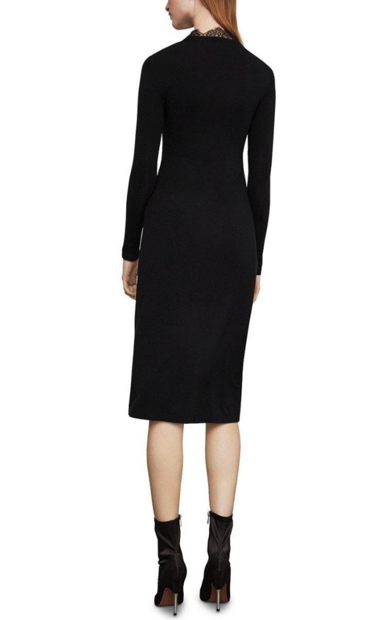 BCBGMAXAZRIA Black Lace - Trim Midi Dress - Runway Catalog