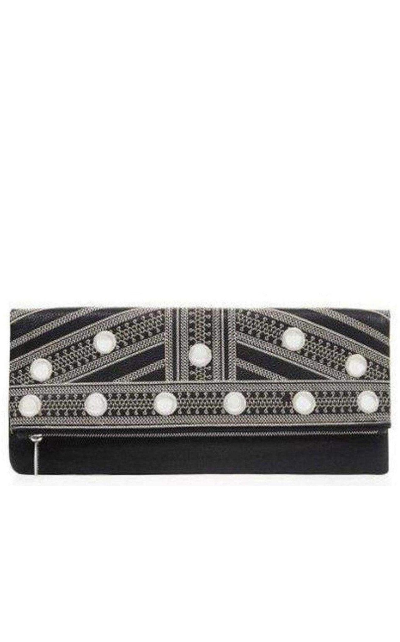 BCBGMAXAZRIA Black Leather Fold Over Clutch - Runway Catalog