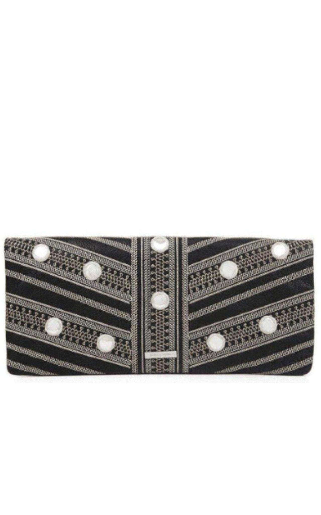 BCBGMAXAZRIA Black Leather Fold Over Clutch - Runway Catalog