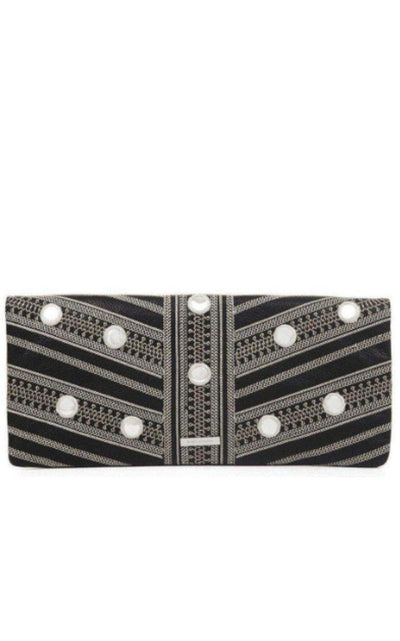 BCBGMAXAZRIA Black Leather Fold Over Clutch - Runway Catalog