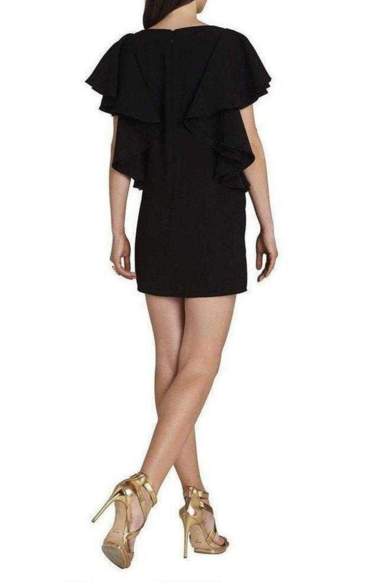 BCBGMAXAZRIA Black Solace Ruffle Sleeve Dress - Runway Catalog