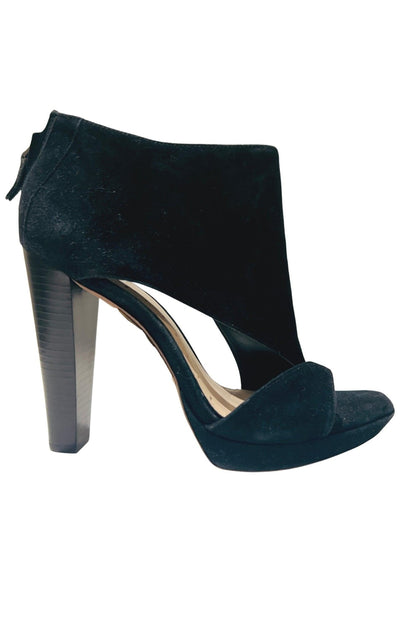 BCBGMAXAZRIA Black Suede Cutout Stiletto Bootie - Runway Catalog
