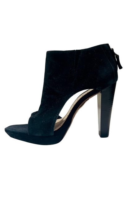 BCBGMAXAZRIA Black Suede Cutout Stiletto Bootie - Runway Catalog