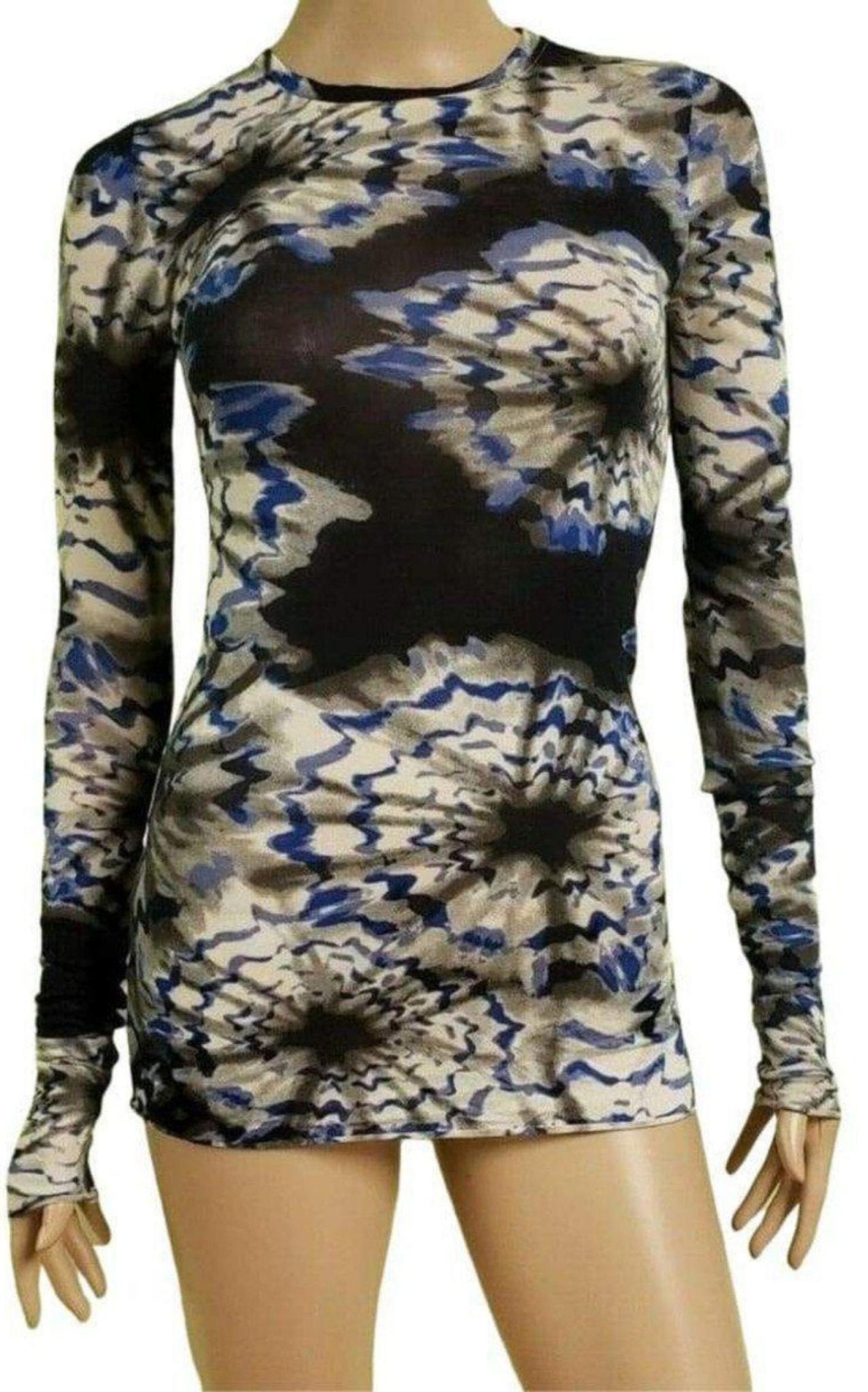 BCBGMAXAZRIA Blue Combo Knit Top - Runway Catalog