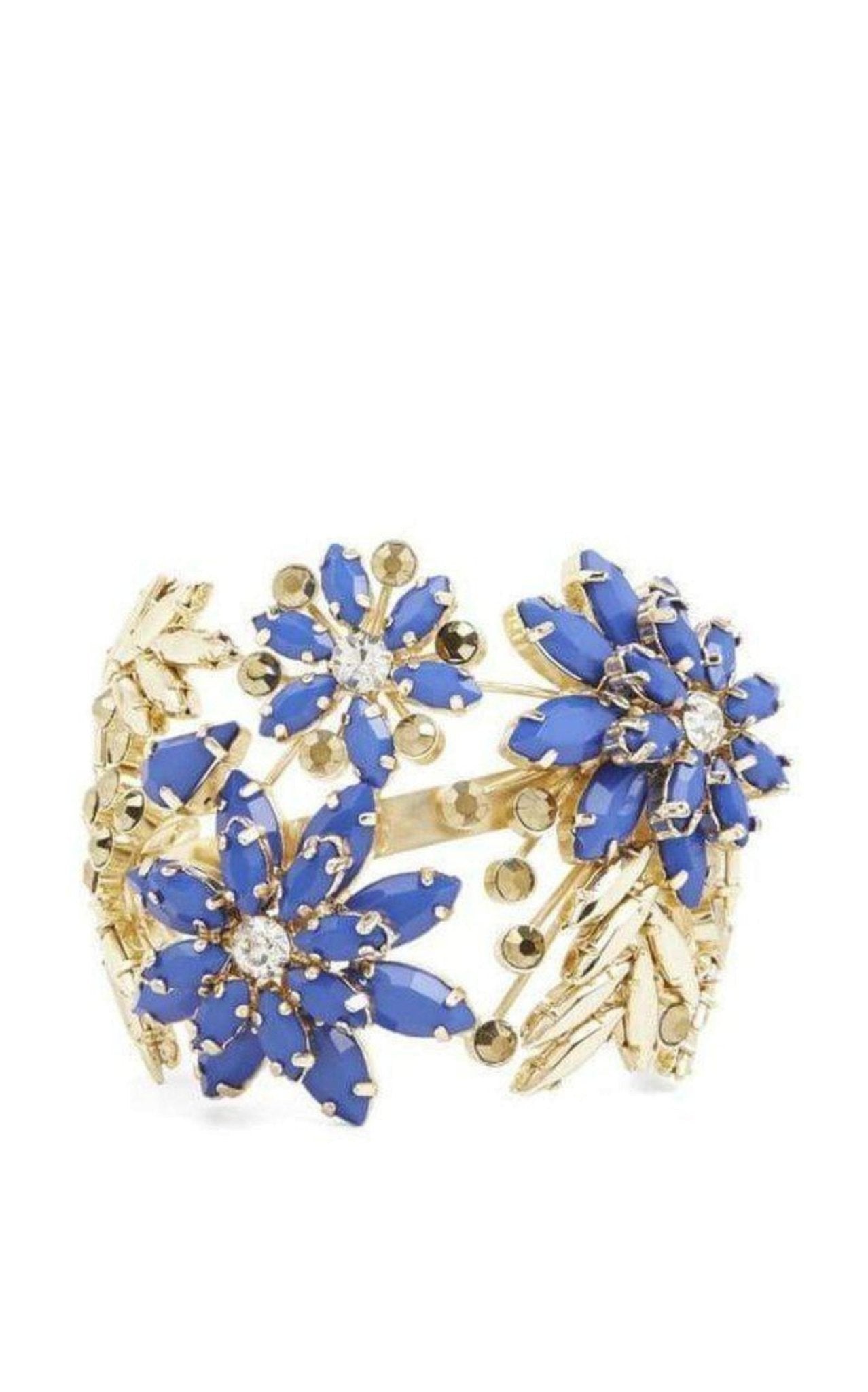 BCBGMAXAZRIA Blue Floral Stone Cuff Bracelet - Runway Catalog
