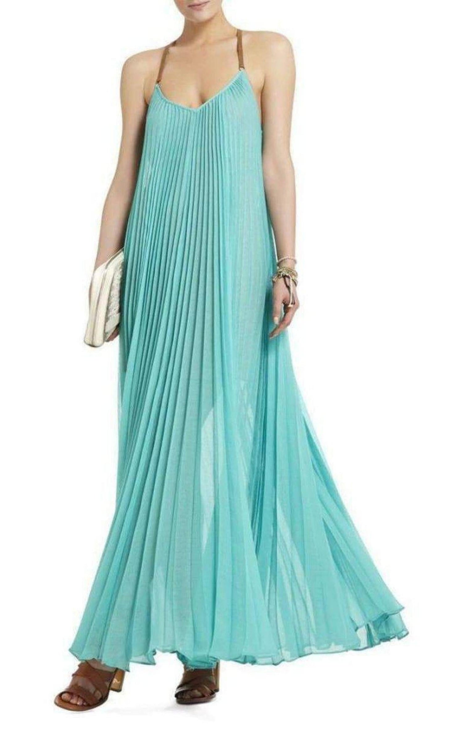 BCBGMAXAZRIA Brynna Turquoise Sleeveless Maxi Dress