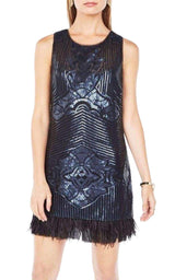 Caterina Sequin Feather Dress BCBGMAXAZRIA