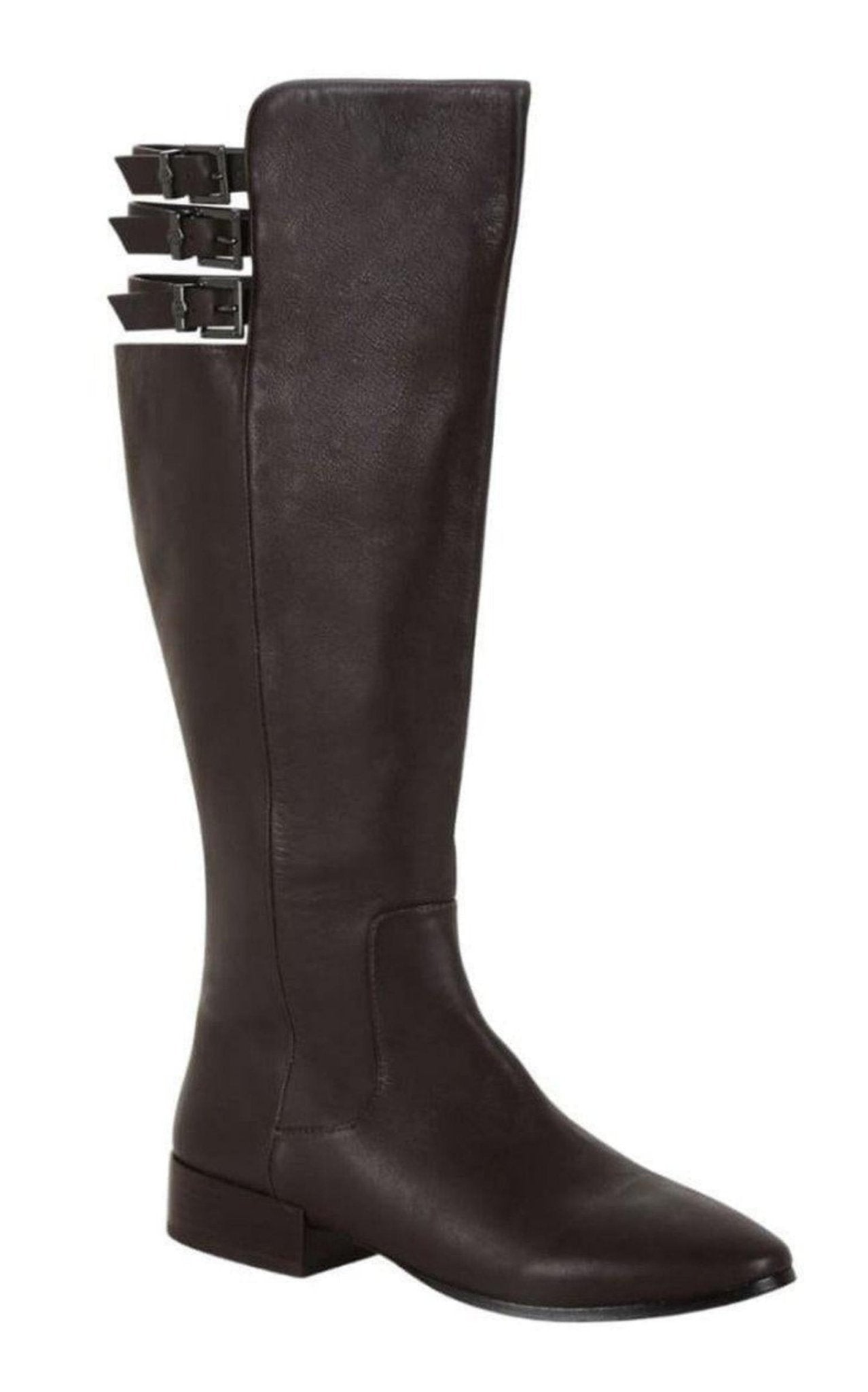 BCBGMAXAZRIA Central Brown Leather Riding Boots - Runway Catalog