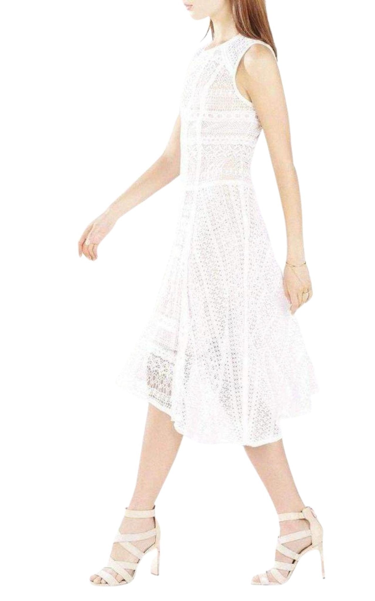 BCBGMAXAZRIA Claudette Lace Blocked Scarf Hem Dress - Runway Catalog