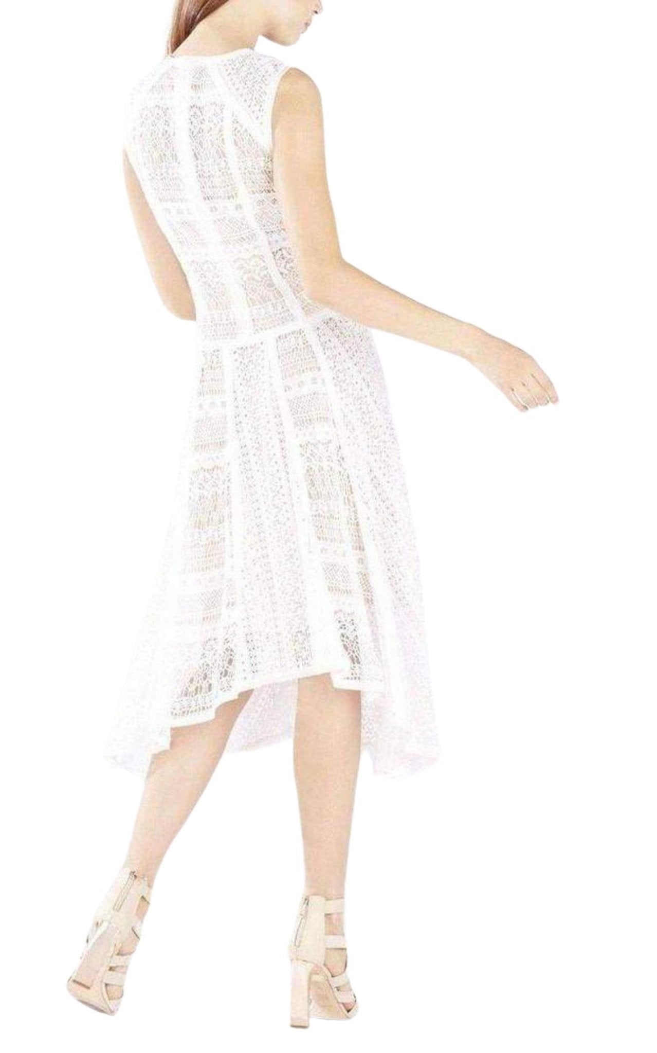 BCBGMAXAZRIA Claudette Lace Blocked Scarf Hem Dress - Runway Catalog