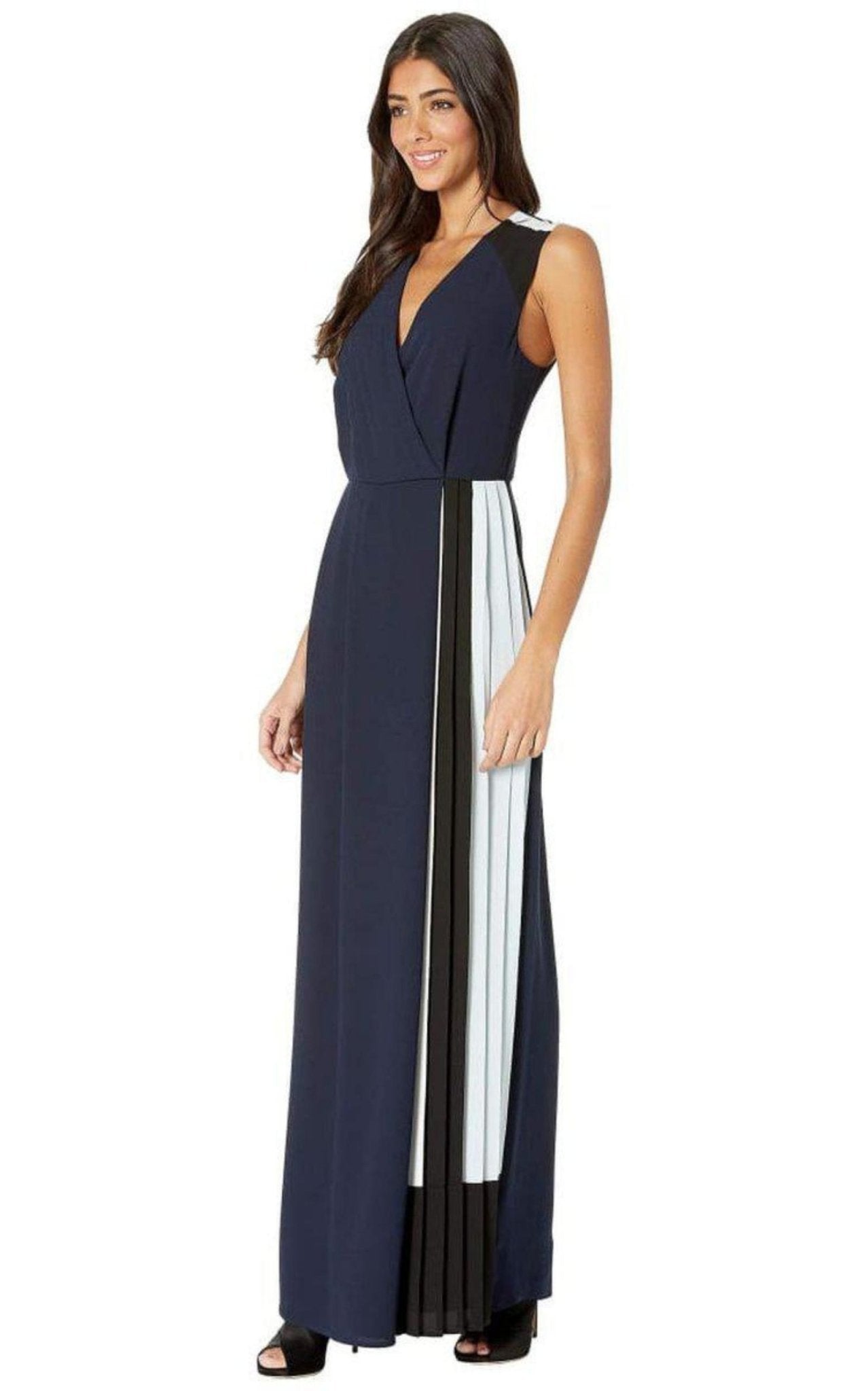 BCBGMAXAZRIA Colorblocked Faux Wrap Jumpsuit - Runway Catalog