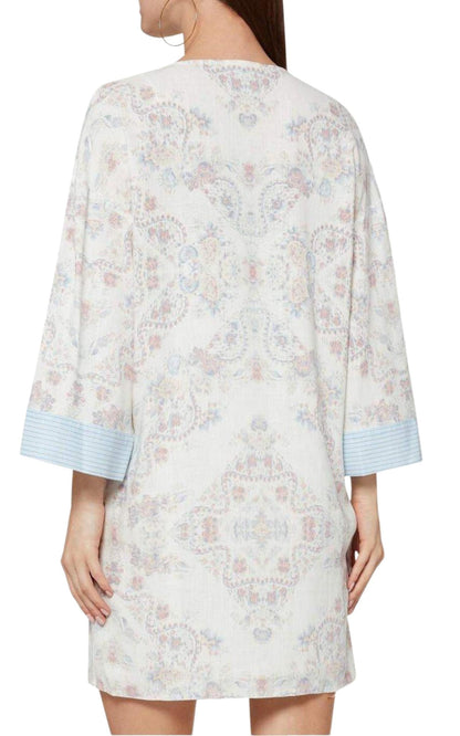 Contrast Trim Floral Print Tunic Dress BCBGMAXAZRIA