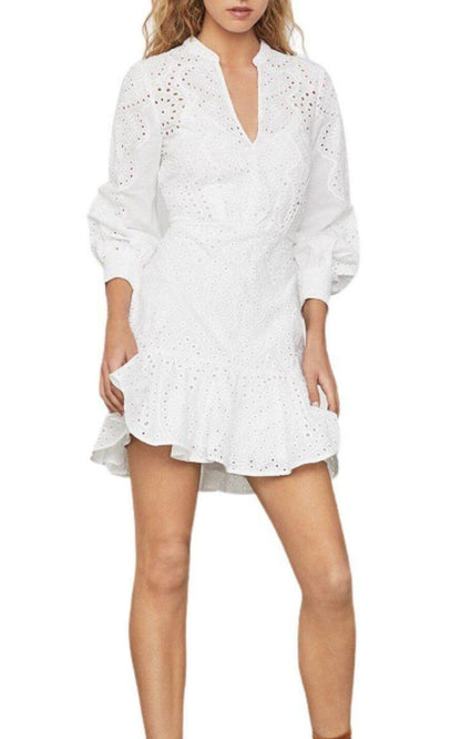 Cotton Eyelet Ruffle Shirt Dress BCBGMAXAZRIA