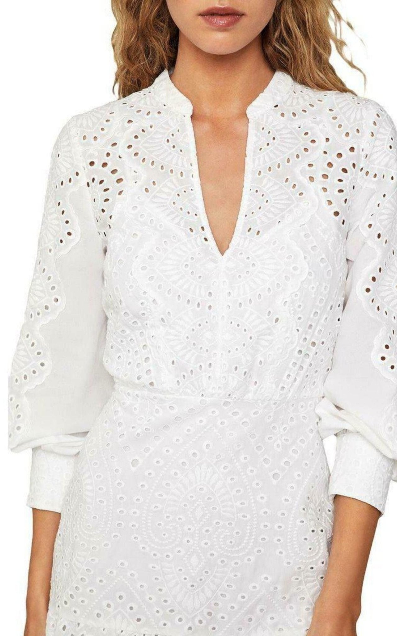 BCBGMAXAZRIA Cotton Eyelet Ruffle Shirt Dress - Runway Catalog