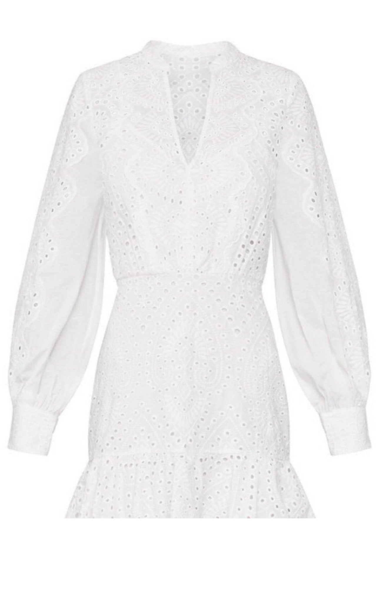BCBGMAXAZRIA Cotton Eyelet Ruffle Shirt Dress - Runway Catalog