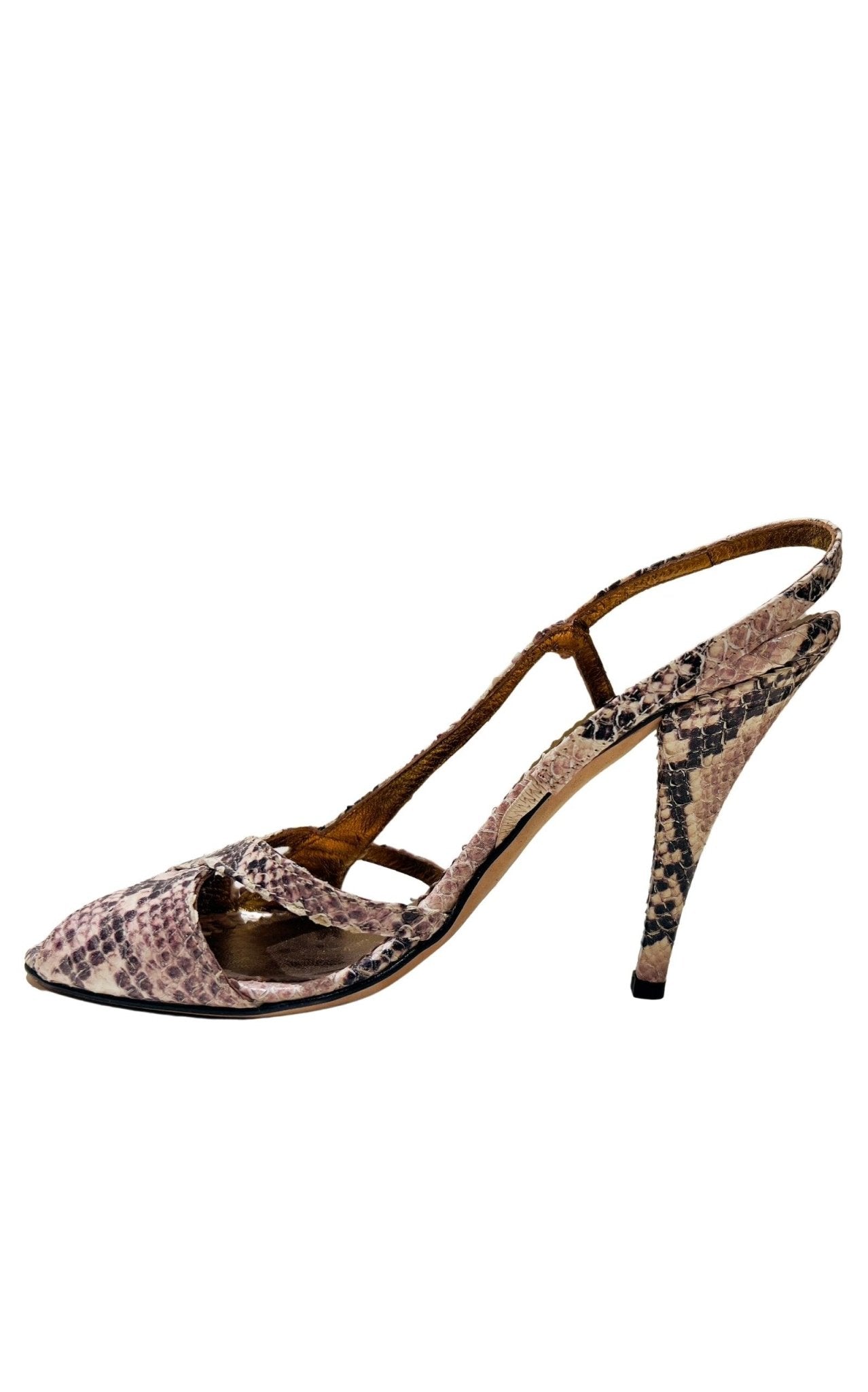 BCBGMAXAZRIA Criss Cross Snake Print Leather Sandals - Runway Catalog