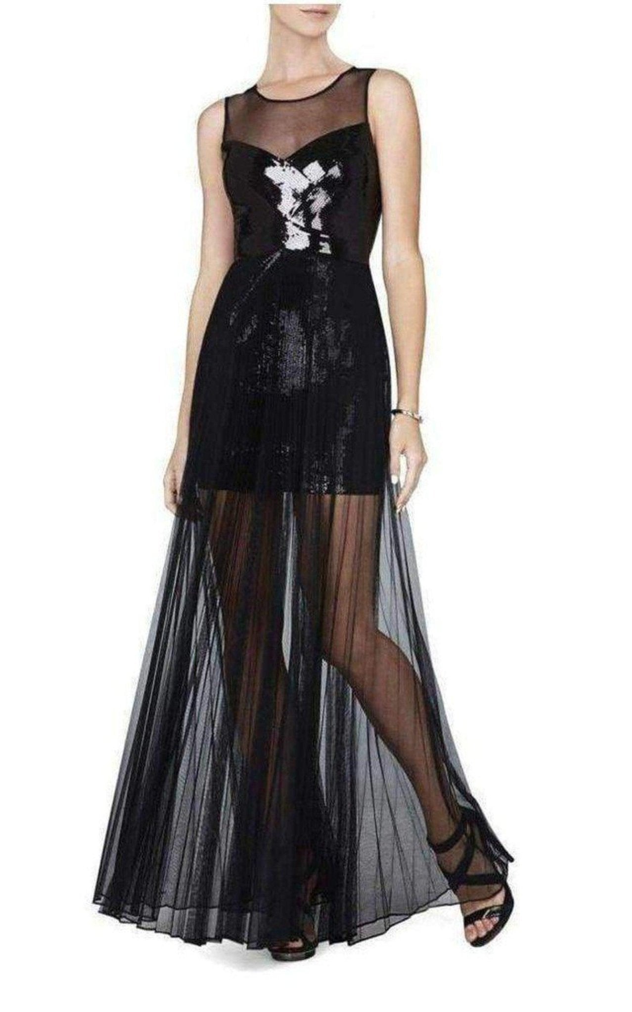 BCBGMAXAZRIA Cynthia Sequinned Detail Pleated Gown - Runway Catalog