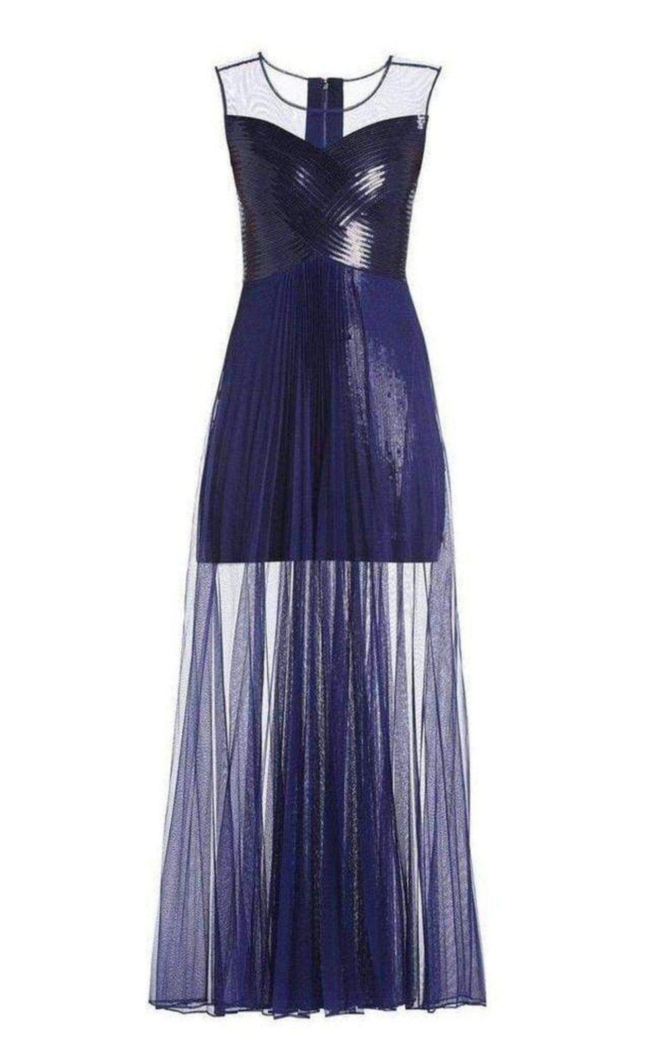 BCBGMAXAZRIA Cynthia Sequinned Detail Sunburst Pleated Gown - Runway Catalog
