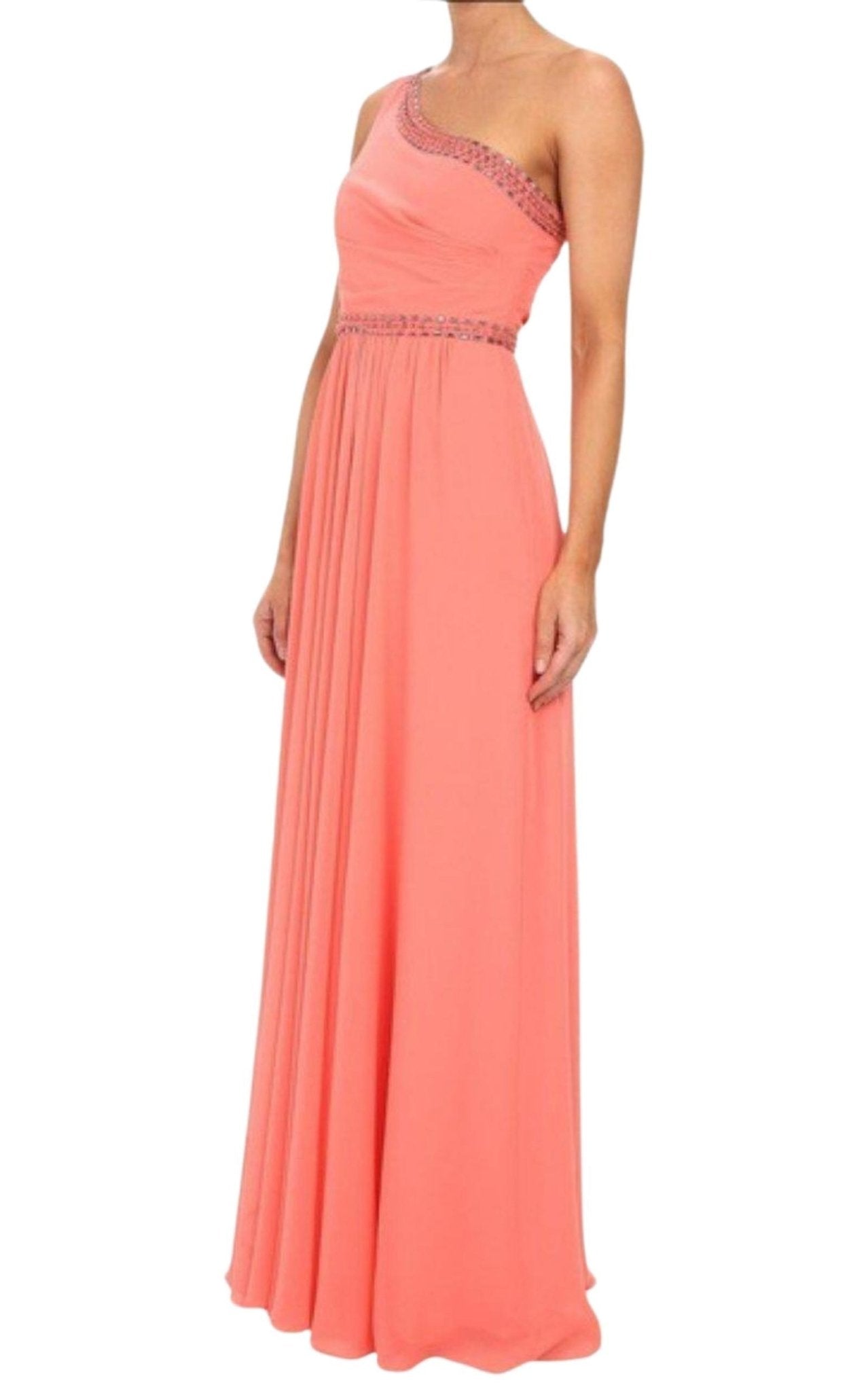 BCBGMAXAZRIA Daniele Coral One Shoulder Embellished Gown - Runway Catalog