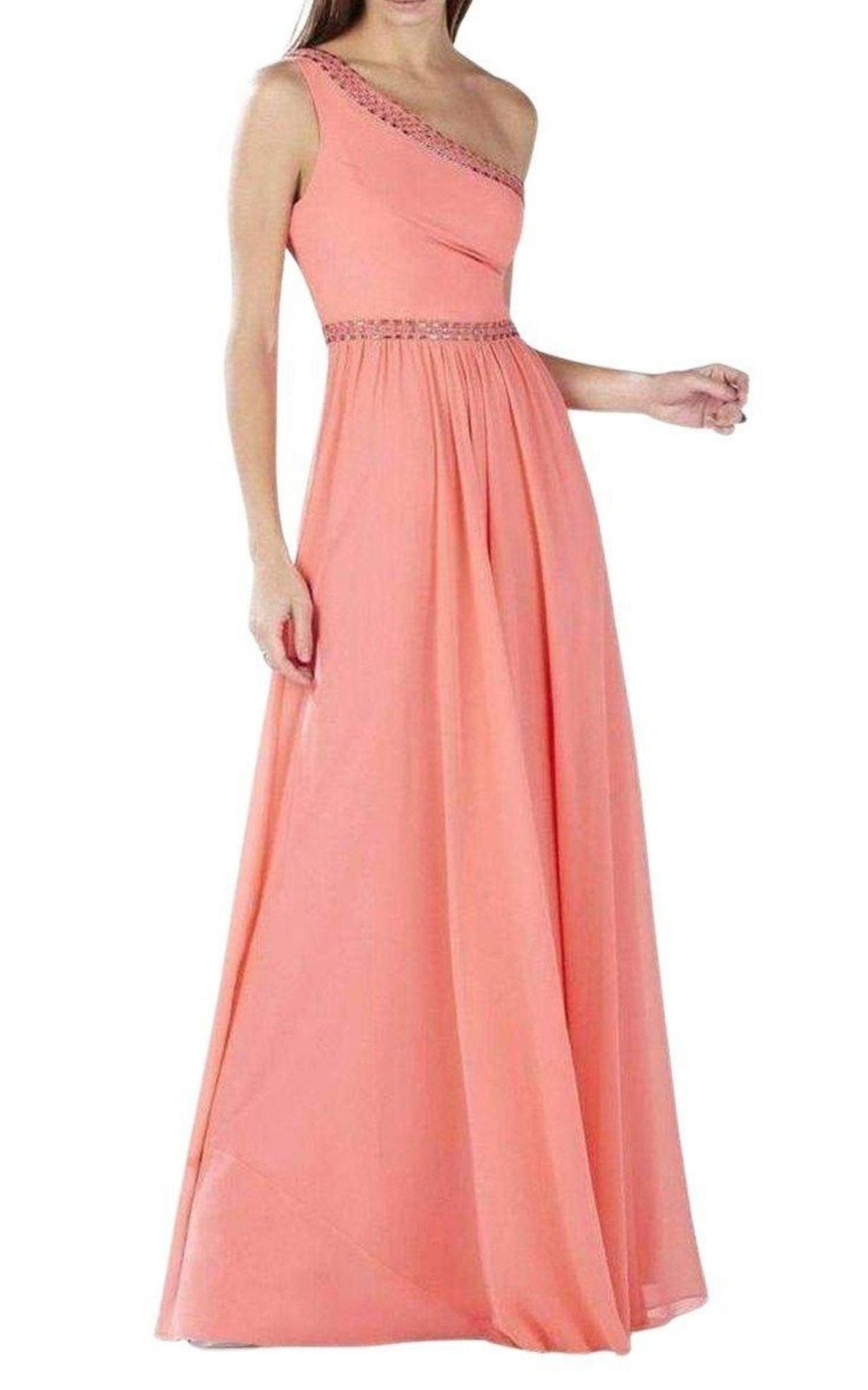 BCBGMAXAZRIA Daniele Coral One Shoulder Embellished Gown - Runway Catalog