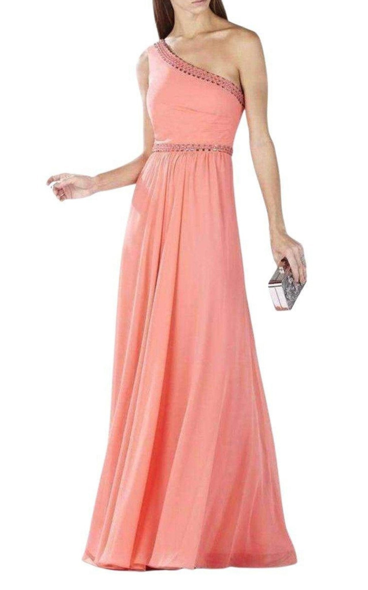 BCBGMAXAZRIA Daniele Coral One Shoulder Embellished Gown - Runway Catalog